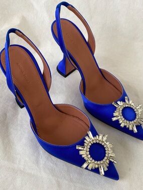 Amina Muaddi Electric Blue Begum Heels